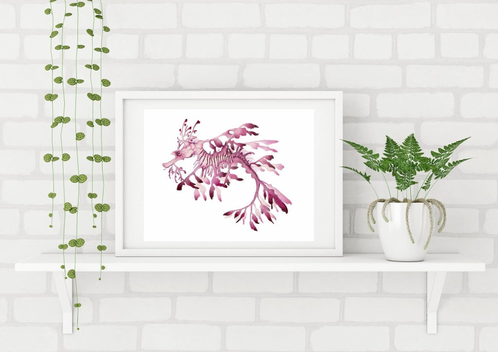 Pink Leafy Sea Dragon Art Print - Artista Style