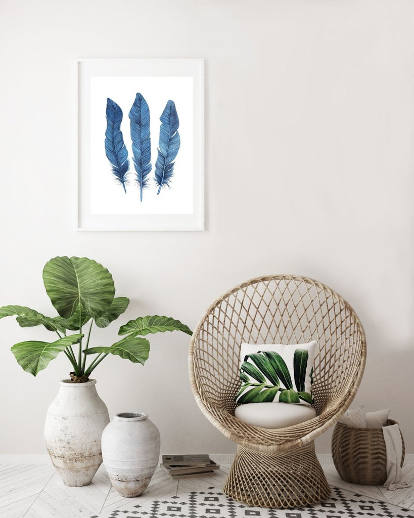 Aqua Feathers Art Print - Artista Style