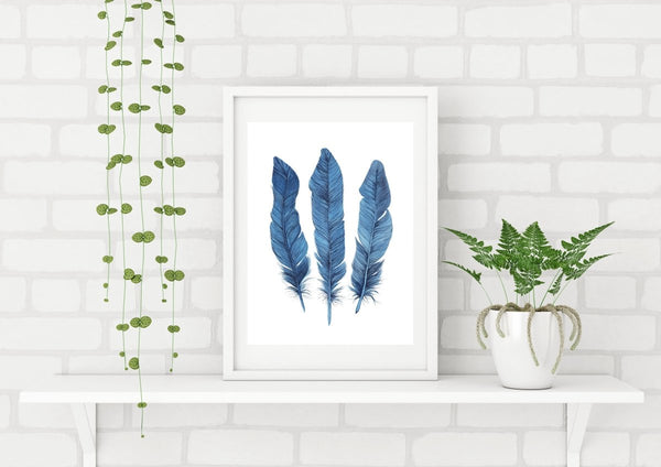 Aqua Feathers Art Print - Artista Style