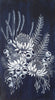 Australian Wildflower Bouquet Woodblock Painting Indigo Blue White 14 x 25cm No 17 - Artista Style