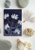 Australian wildflowers Dark Blue White woodblock painting Original one of a kind Australian Art - Artista Style