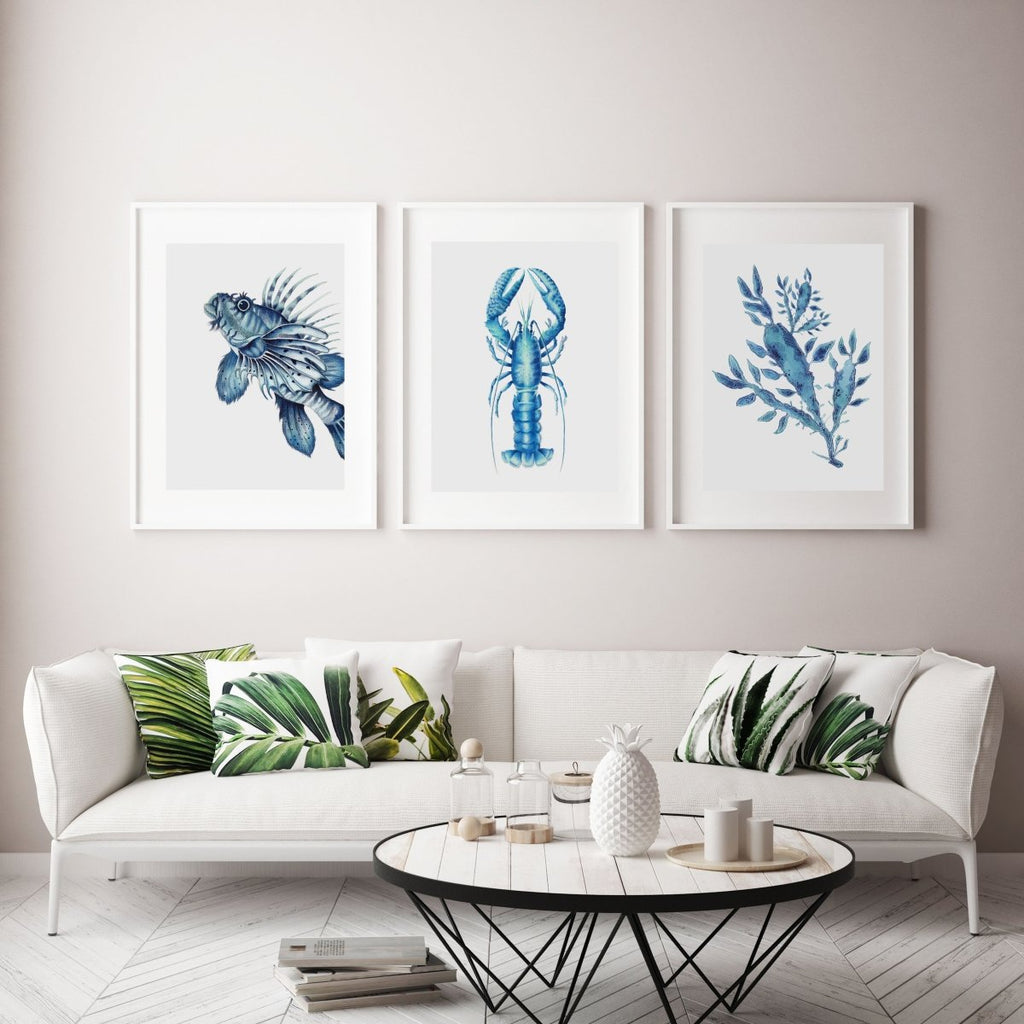 Blue Crayfish Art Print - Artista Style