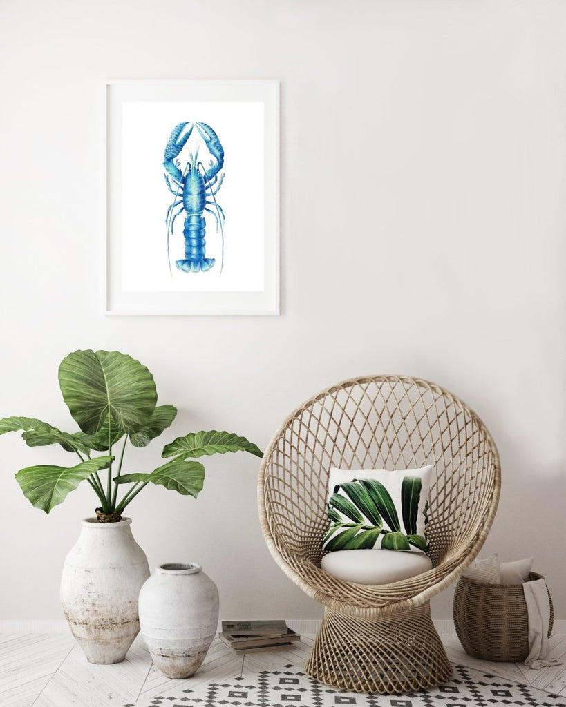 Blue Crayfish Art Print - Artista Style