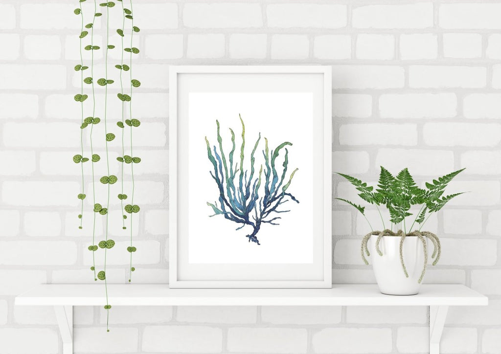 Blue Green Seaweed Art Print - Artista Style
