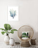 Blue Green Seaweed Watercolor Painting Archival Art Print Nautical Art Hamptons Style - Artista Style