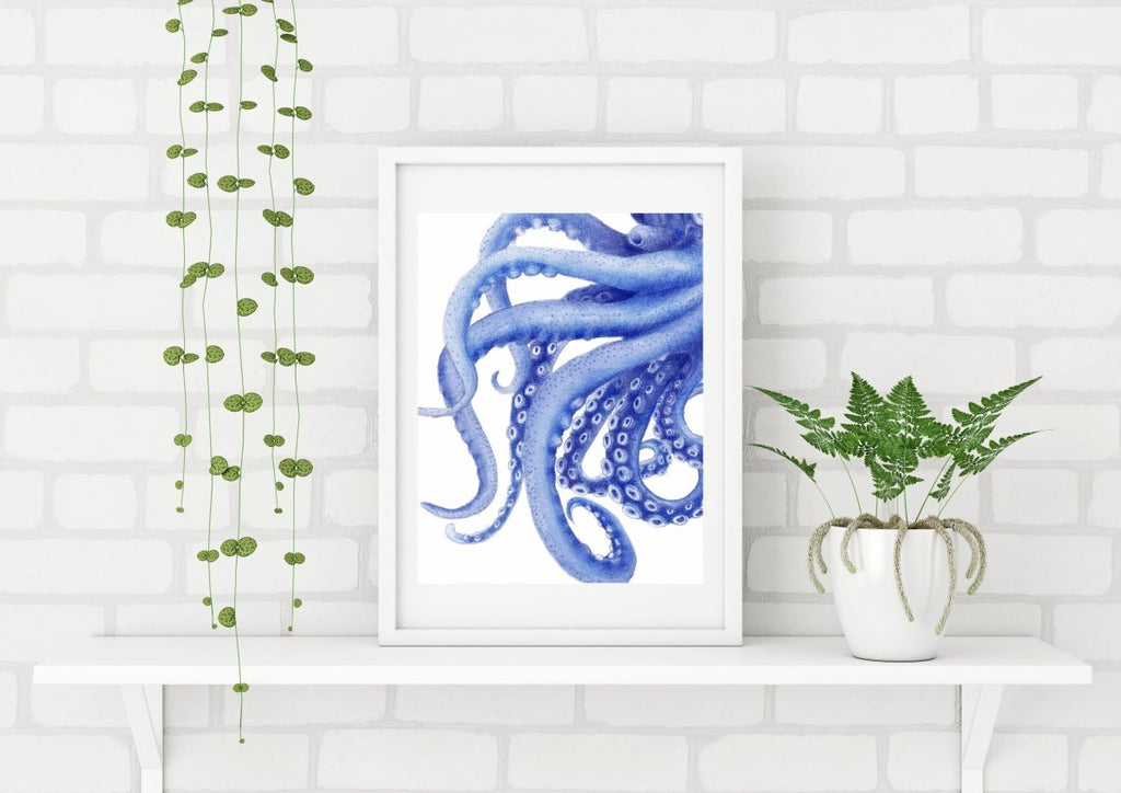 Blue Octopus Tentacles Art Print - Artista Style