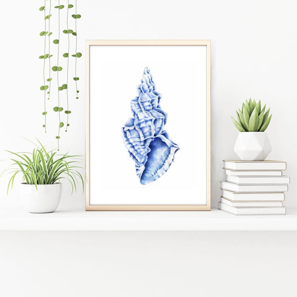 Blue SeaShell Watercolour Art Print No 2 - Artista Style