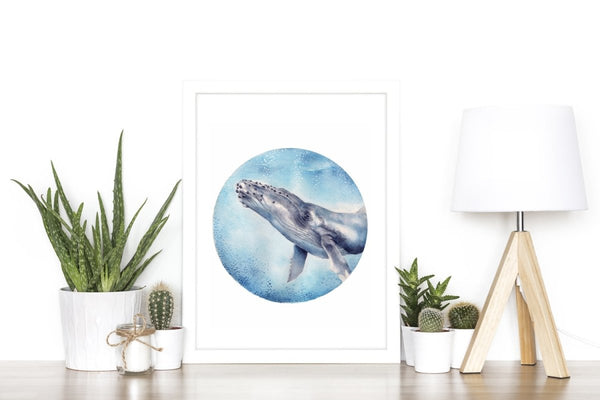 Humpback Whale Watercolour Art Print No 1 - Artista Style