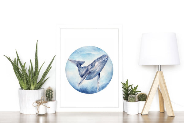 Humpback Whale Watercolour Art Print No 3 - Artista Style