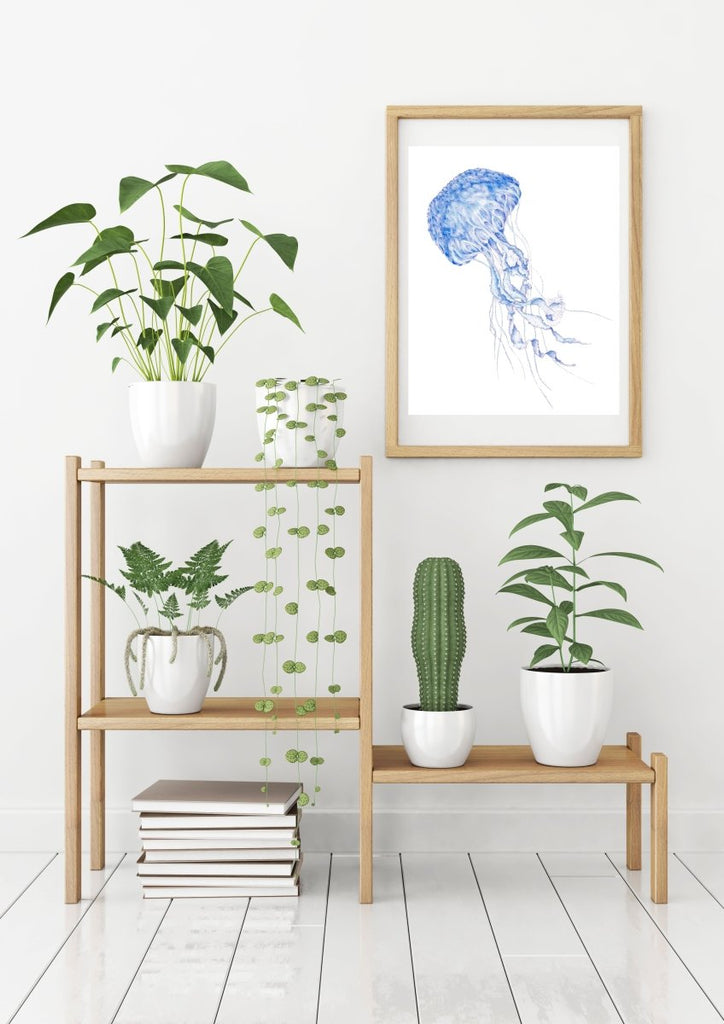 Jellyfish Watercolour Art Print Coastal Style Decor - Artista Style