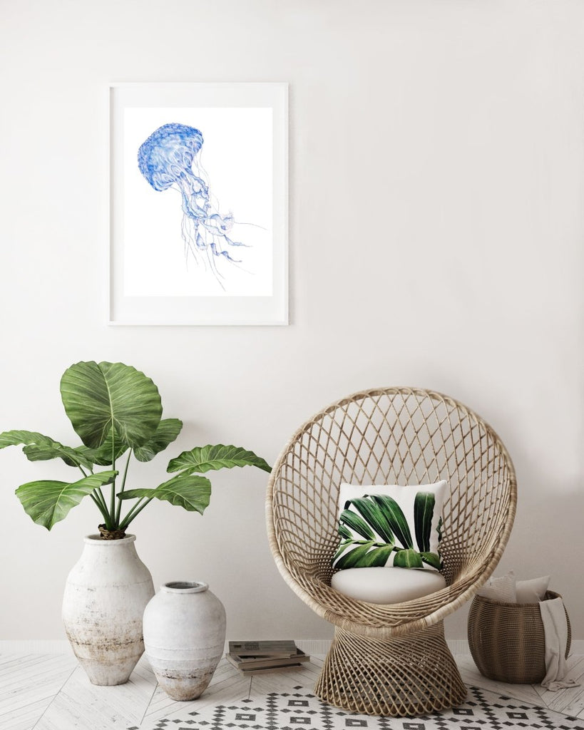 Jellyfish Watercolour Art Print Coastal Style Decor - Artista Style