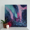 Large Abstract Painting Blue Pink Turquoise 91 x91cms 36x36 inch 'Night Current' - Artista Style