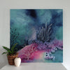 Large Abstract Painting Turquoise Indigo Blue Magenta 91x91cms 36x36 inches 'Seabed' - Artista Style