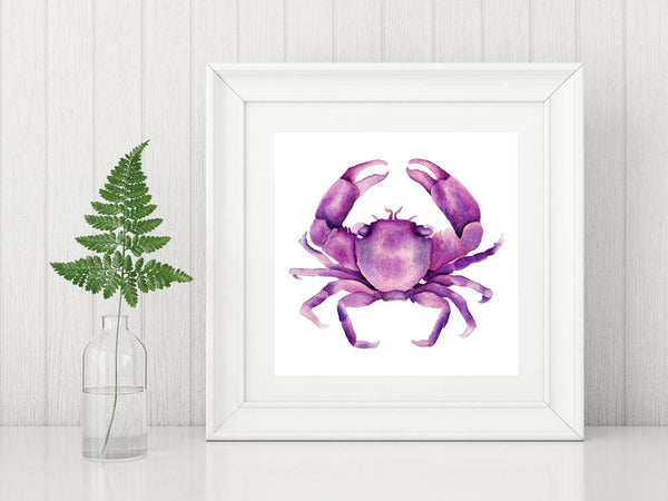 Magenta Pink Crab Art Print - Artista Style