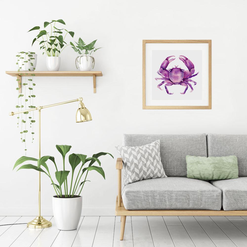 Magenta Pink Crab Art Print - Artista Style