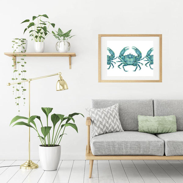 Marching Green Crabs Limited Edition Art Print of Watercolor Painting Ocean Art - Artista Style