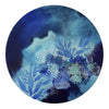 Navy Blue turquoise and white painting inspired by organic ocean forms. 'Sea Garden' 50 cms Round painting - Artista Style