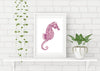 Pink Seahorse Archival Print of an Original Painting from the Coastal Style Illustration Collection - Artista Style