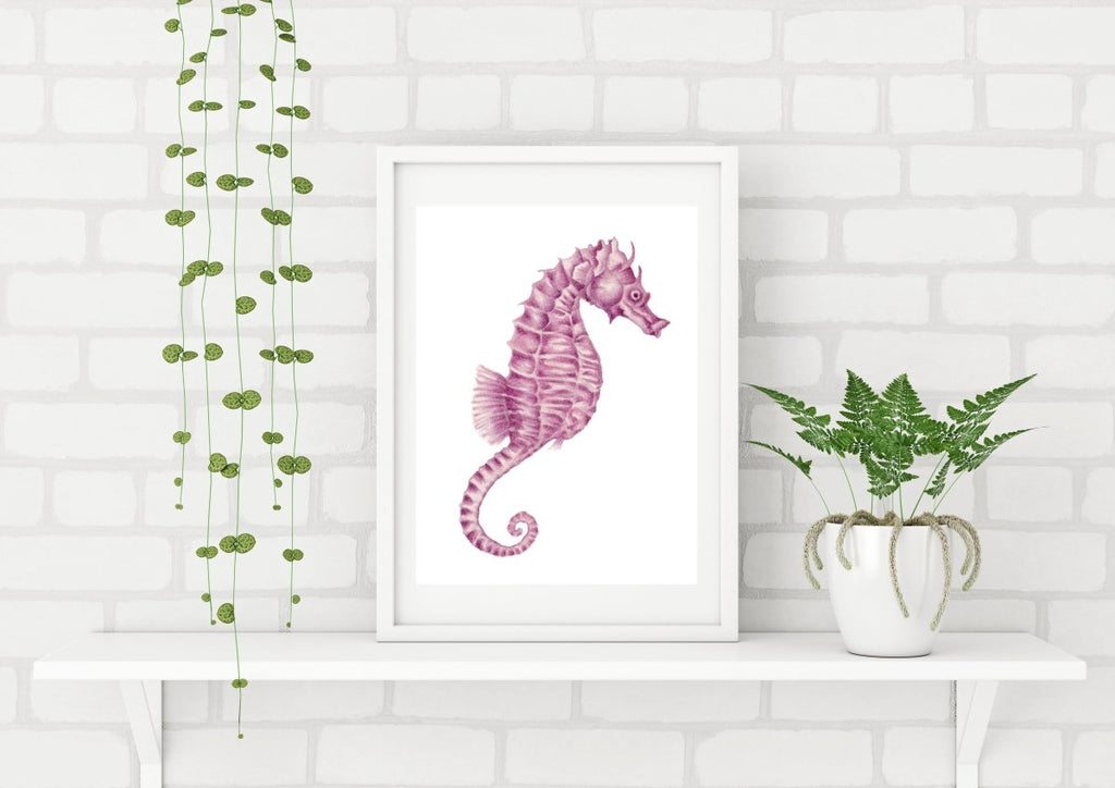 Pink Seahorse Art Print - Artista Style