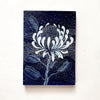 Protea wildflower woodblock painting in Navy Blue White Original one of a kind Australian Art - Artista Style