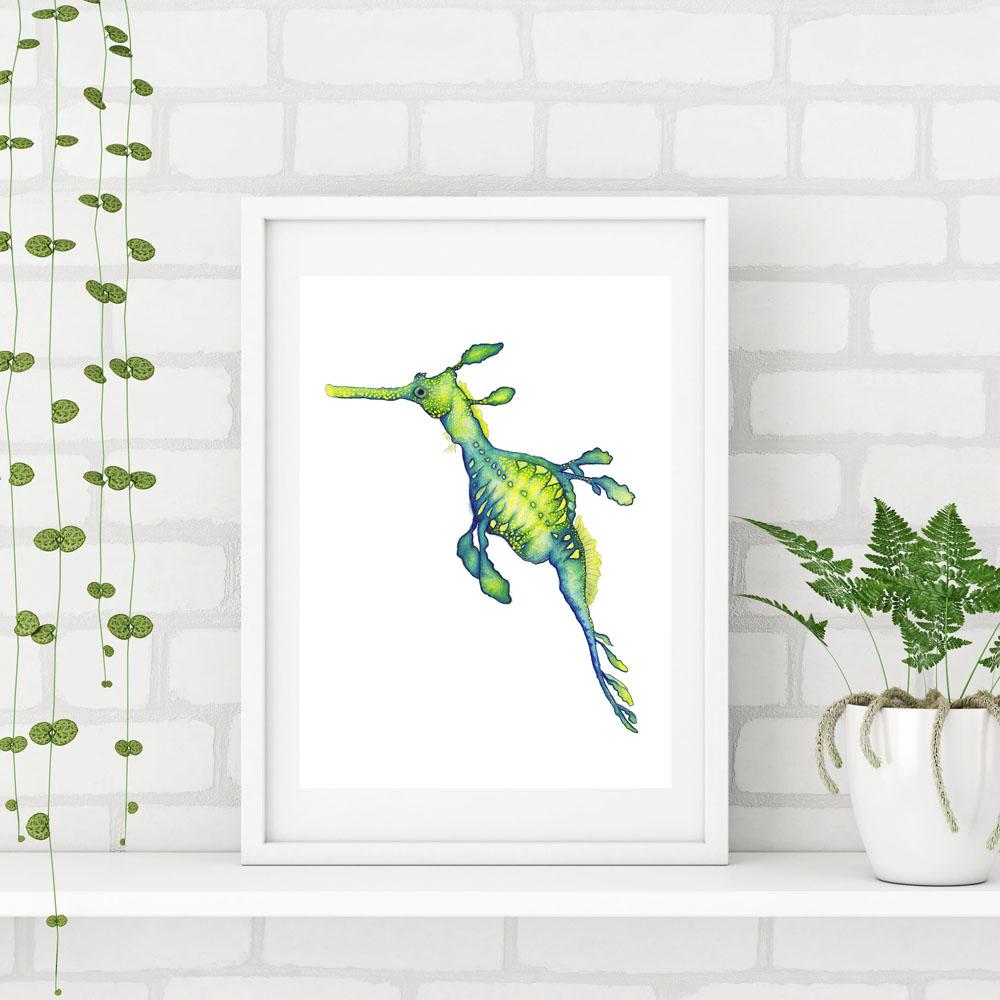 SET OF 2 ART PRINTS WEEDY SEADRAGONS - Artista Style