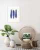 Three Shibori Blue Feathers Watercolour Art Print - Artista Style