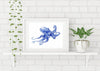 Ultramarine Octopus Watercolour Painting Archival Art Print in Shibori Blue Hamptons Style Decor - Artista Style